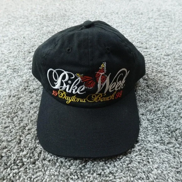 NEW VTG Bike Week Hat Cap Mens One Size Black‎ Daytona 99 Strap Back Biker 90s