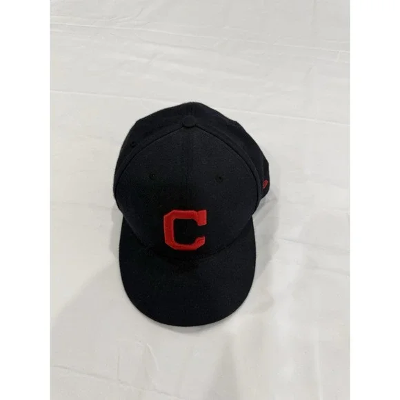 Vintage New Era Cleveland Indians Hat 7 5/8 Navy Blue 59FIFTY Fitted MLB Cap USA