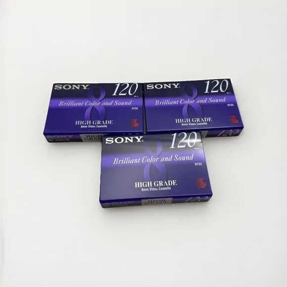 Sony 8mm 120 Min Camcorder Video8 Tape Blank NTSC P6-120HG Set of 3 Sealed