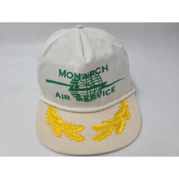 Vintage Monarch Air Service Scrambled Eggs Rope Strapback Adjustable Hat Cap Men
