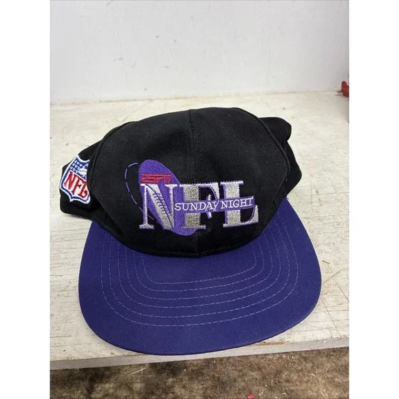 NWT Official ESPN NFL Logo Sunday Night Cap Hat Strapback Black Purple Football