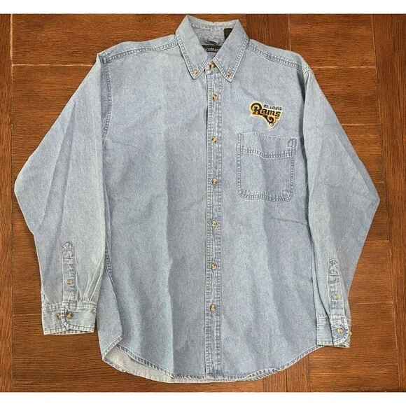 Vintage Los Angeles Rams Size M Denim Long sleeve Button Down Shirt
