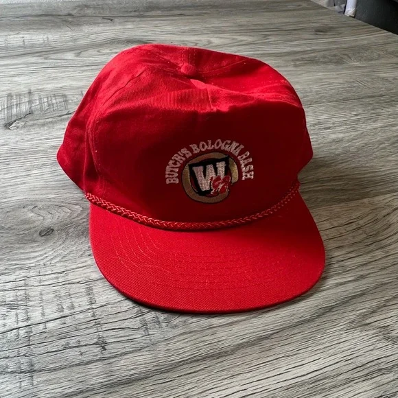 KC Snapback Hat Mens OSFA Red Butch's Bologna‎ Bash Vintage Rope Cap Promo Q7