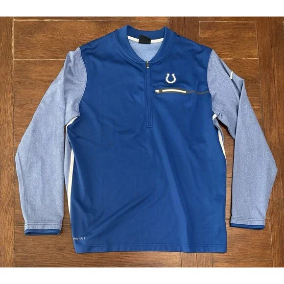 Men’s Indianapolis Colts Nike Dri Fit Size Large 1/4 Zip Blue Jacket Pullover