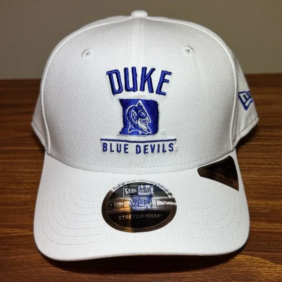 New Era Duke Blue Devils White 9Seventy Trucker Stretch Snap Adjustable Hat NEW