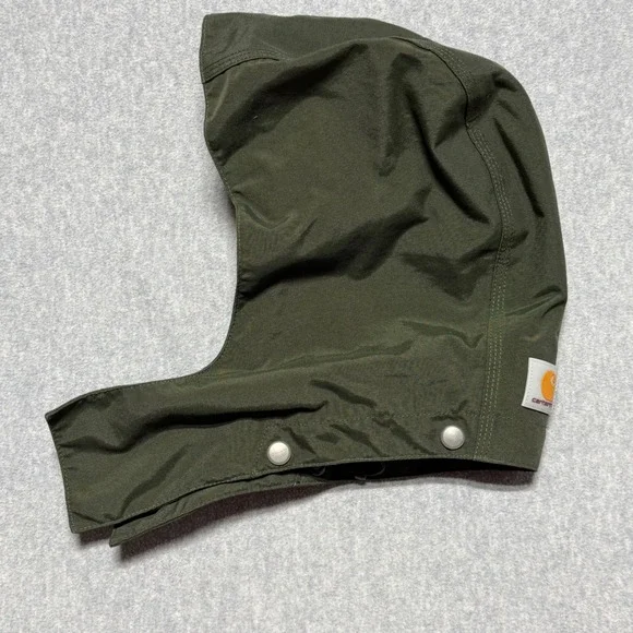 Carhartt Detachable Snap On Work Jacket Hood Olive Green Canvas Adjustable 1023