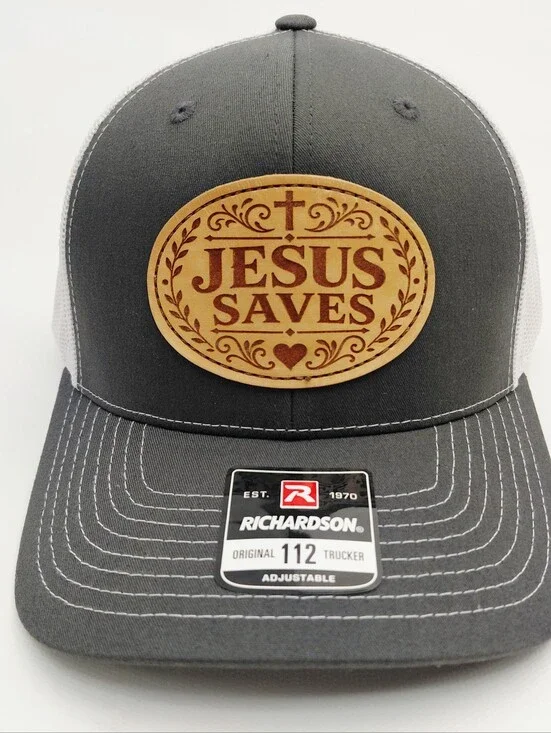 Jesus Saves Sewn Leather Patch Hat Richardson 112 Christian