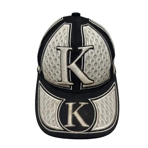 K Kansas City Hunter Adjustable Baseball Cap Hat Rare Mesh Design White&Black