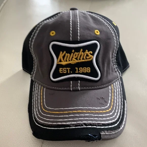 Charlotte Knights Milb L Stretch Fit Cap Gray/Black Baseball Everyday Distress
