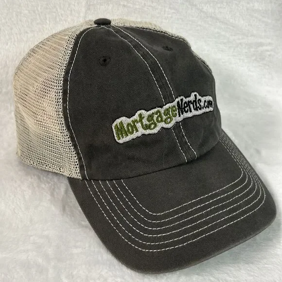 MortgageNerds.com Gray Mens Hat Adjustable Ball Cap Baseball