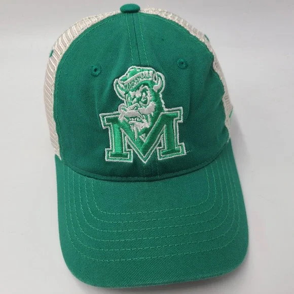 Marshall Thundering Herd Hat Snapback Trucker‎ Mesh Zephyr Green Beige NCAA Men