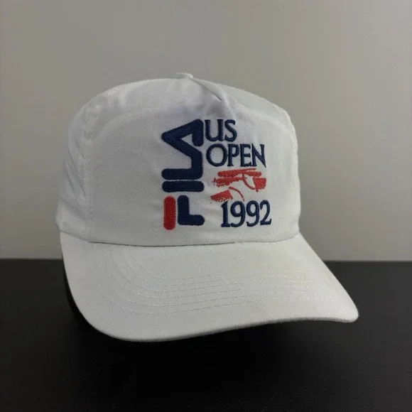 Vintage 90s 80s Fila US Open 1992 Snapback Hat White Tennis Tournament Cap