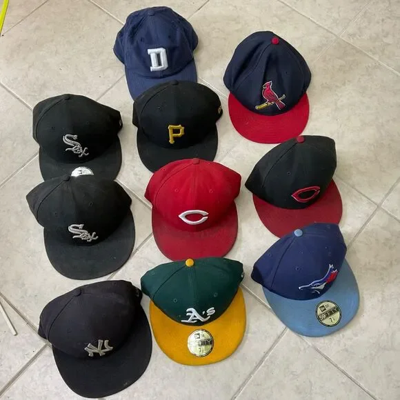 Lot Of 10 VTG. Most  New Era on field /1 Nike Fitted Hats MLB teams / 1 NFL  *