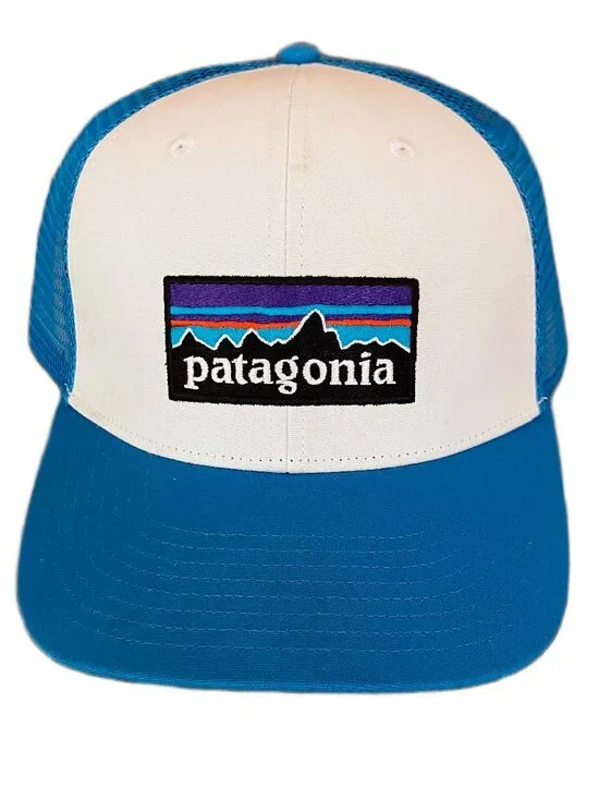 Patagonia Men's P-6 Logo Trucker Hat Unisex White Vessel Blue NWT