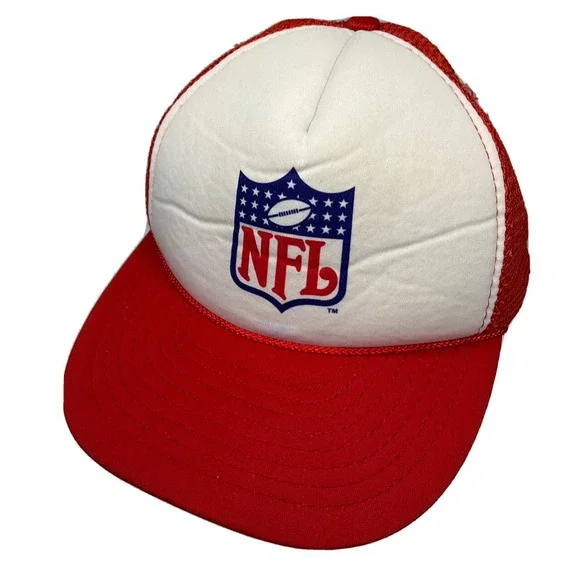 Vintage NFL Hat Truckers Cap Retro Snapback Mesh‎ Red White One Size Rare