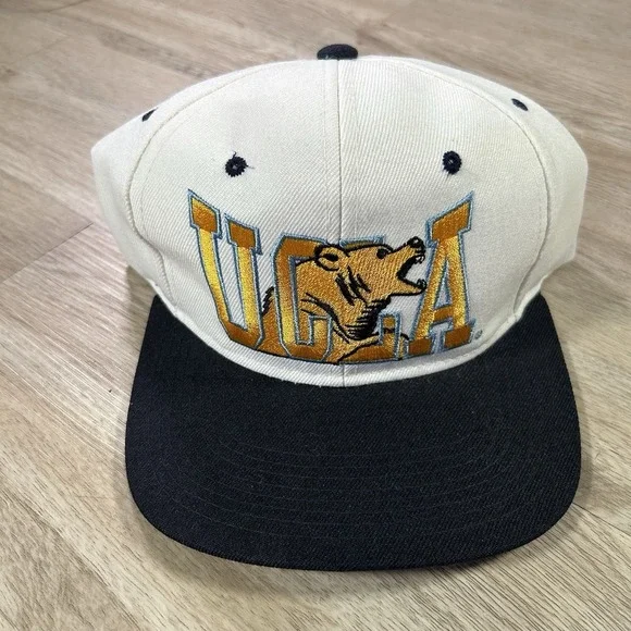 VTG UCLA Bruins Snapback Hat College Headmaster White Blue Wool Cap