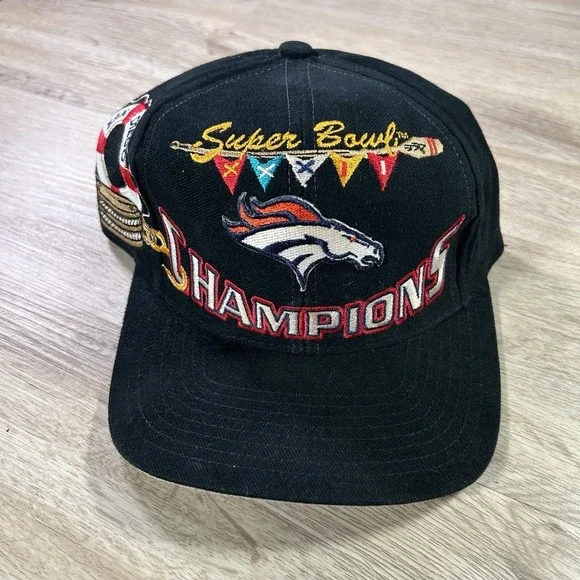 VTG Logo Athletic 1998 Denver Broncos Snapback Hat NFL Super Bowl Black Cap