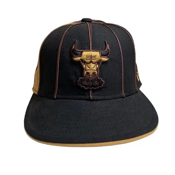 New Era 59Fifty Chicago Bulls Windy‎ City Pinwheel Fitted Hat Cap Size 7 3/8