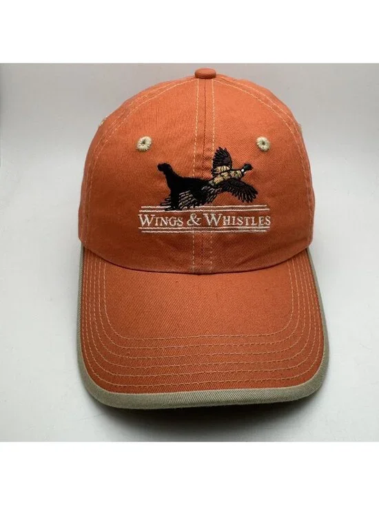 Wings & Whistles Pheasant Hunting Baseball Cap Hat Orange Tan