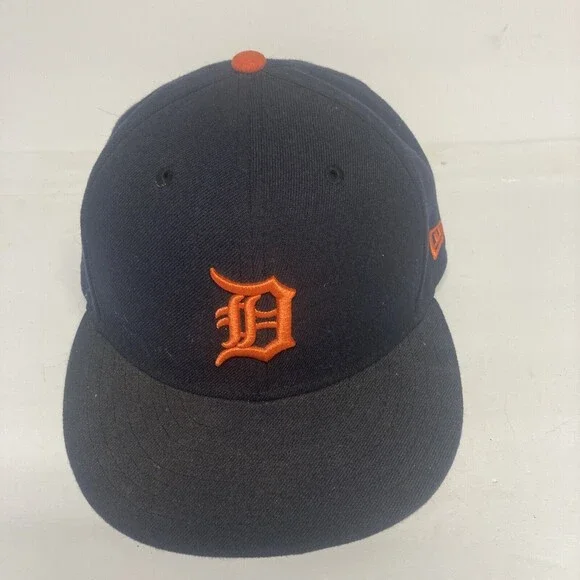 Vintage Detroit Tigers Fitted Hat Cap New Era 59 Fifty Skinner Size 7