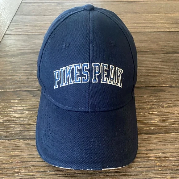 NEW Pikes Peak Hat Cap NWOT Adjustable Strap Back Navy Blue Colorado Mountain