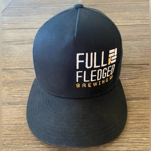 Full Fledged Brewing Co Trucker Hat Snap Back Black NEW Iowa Craft Brewery Beer