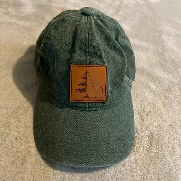 Pacific Headwear 300WC Green Idaho‎ Tree Leather Patch Hat Adjustable Cotton Cap