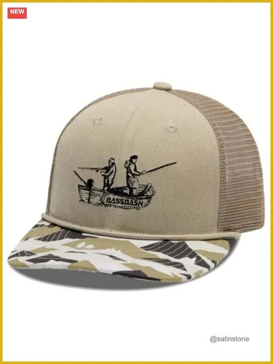 Camo Rope Trucker Hat Mesh Back Baseball Cap for Hunting Fishing