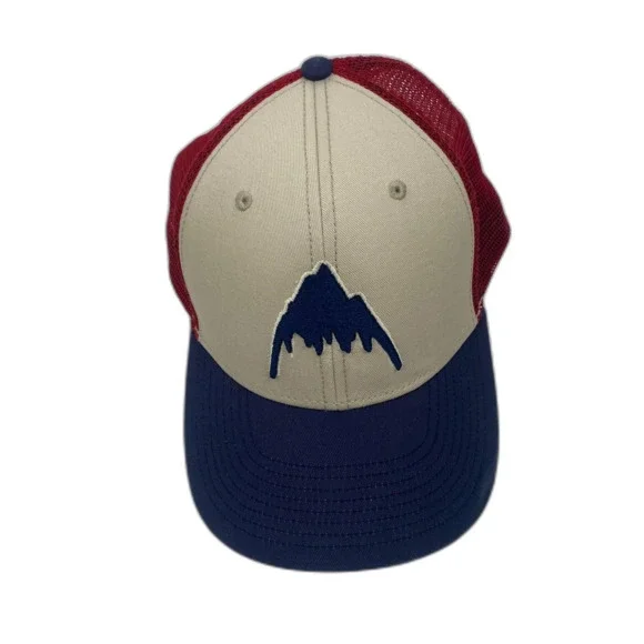 Burton Trucker Hat in Blue, Red and White Unisex Snapbak Trucker Cap