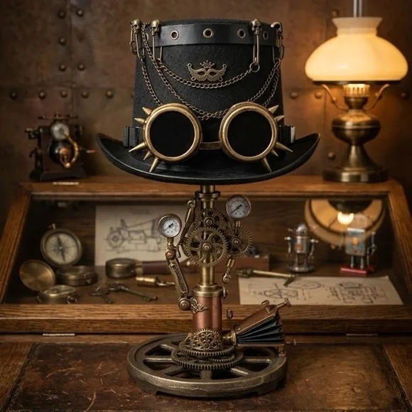 Steampunk Black  Top Hat with Gold Accents