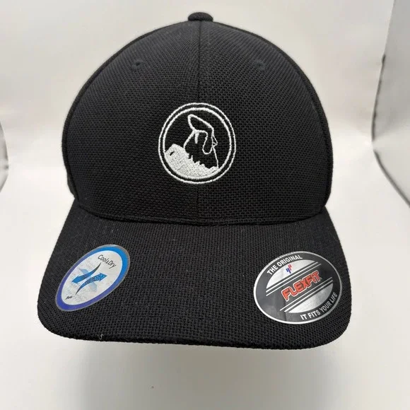 Flexfit Black Baseball Cap Embroidered Rooster Logo Cool Dry Performance‎