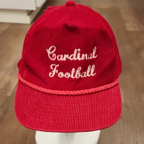 Rare Vintage AmaPro Cardinal Football Corduroy Adjustable Hat Baseball Cap 80s