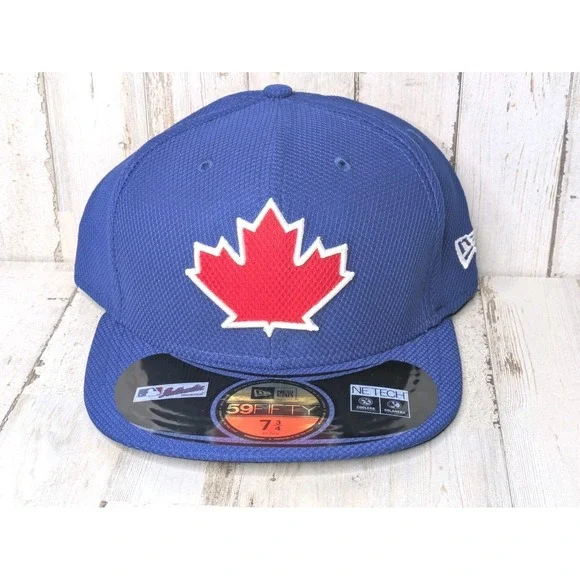 New Toronto Blue‎ Jays New Era Leaf Logo Fitted On Field 59FIFTY Hat  Size 7 3/4