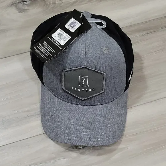 PGA Tour Hat Cap Quiet Shade Snapback One Size Gray Black OS