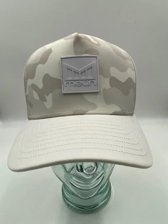 Melin Odyssey Hydro White Gray Camo Hat Snapback Cap Classic Sz Adjustable Patch