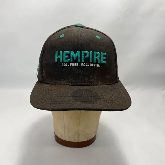 Hempire Mens Cap Hat Black Snap Back Embroidered Logo Chiefton Made of Hemp