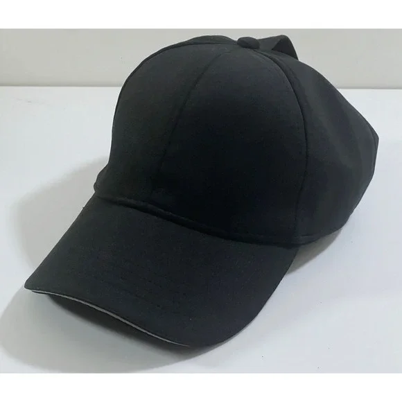 Black Baseball Hat‎ with White Trim on the Visor Adjustable