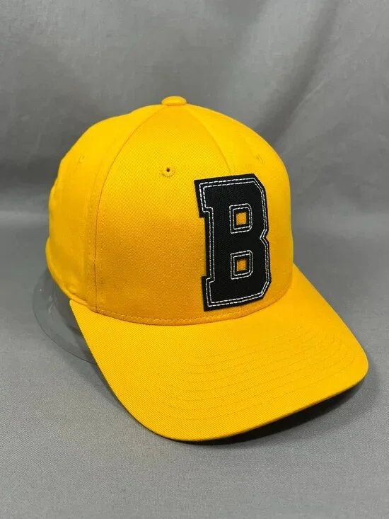 Boston Bruins Yupoong Flexfit S/M Hat Yellow Gold Stretch Hockey Retro B Mens