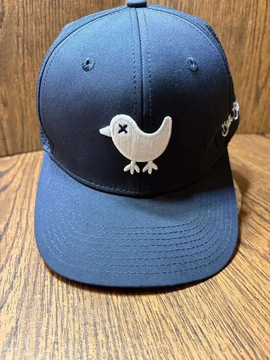 Bad Birdie Mens Navy Snapback Golf Hat Perforated Performance Bird Logo