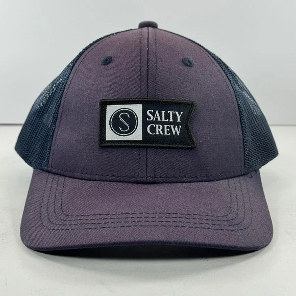 Salty Crew trucker hat purple‎ navy mesh embroidered logo adjustable snapback
