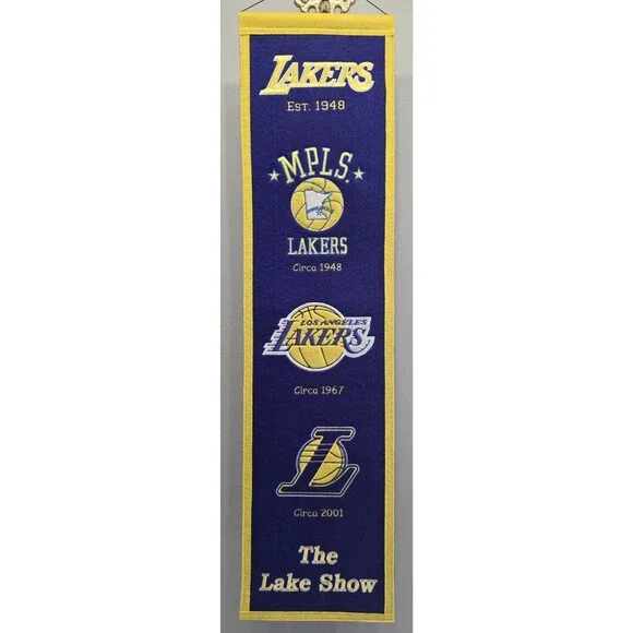 Los Angeles Lakers NBA Winning Streak Embroidered Wool Heritage Wall Banner 2017