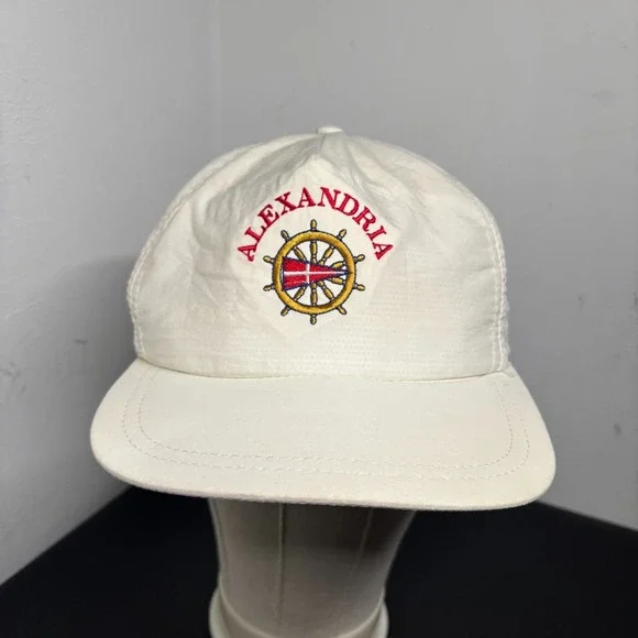 Vintage Alexandria Snapback Hat Embroidered Cap OSFM White Made‎ in USA Unisex