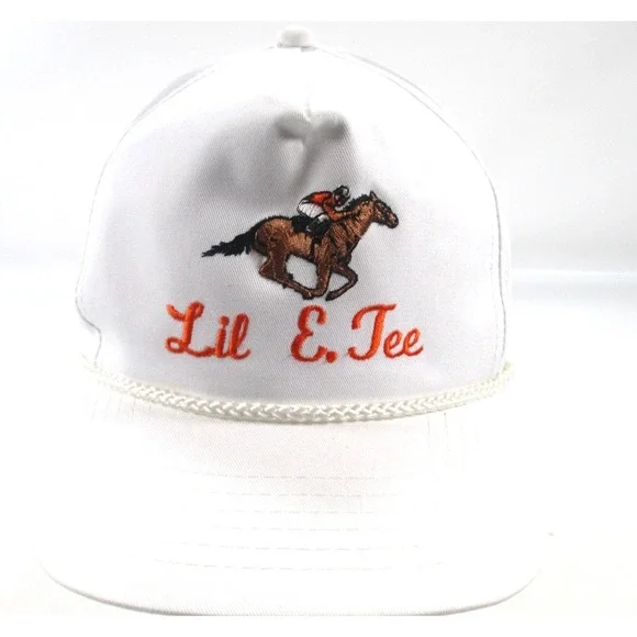 Vintage Youngan Lil E. Tee Race Horse Embroidered‎ White Strap back Rope Hat Cap
