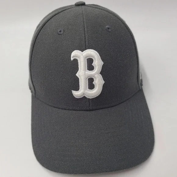 Boston Red Sox Hat Adjustable 47 Brand Gray White‎ MLB Baseball Wool Blend Men
