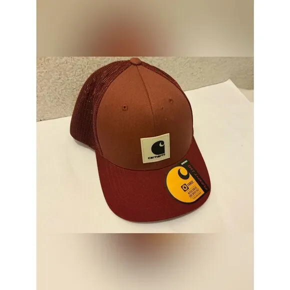 NWT Carhartt Maroon and Brown Mesh Trucker Cap