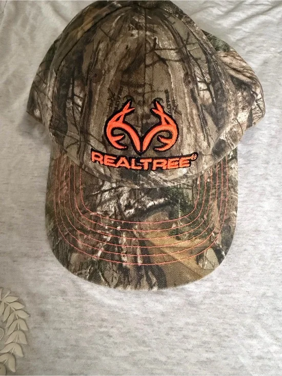 Realtree Camo Hat with Bright Orange Logo