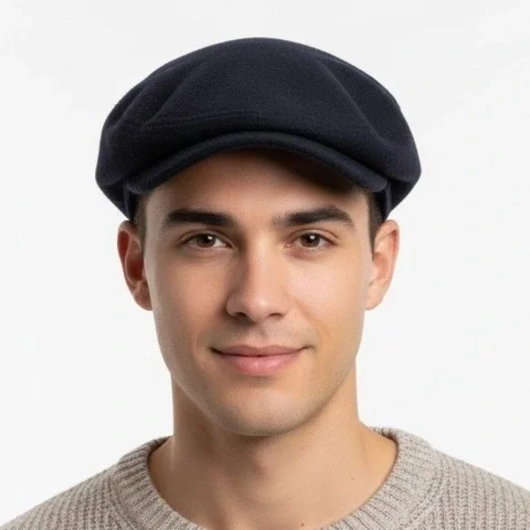 Dorfman Pacific Mens Dark Navy‎ Wool Blend Flat Cap Hat Size Large