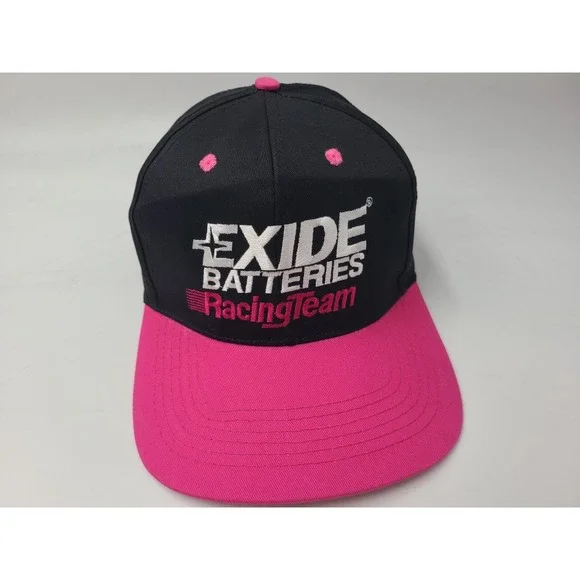 Vintage Exide Batteries Racing Team‎ Snapback Hat Cap Cotton 90s Men Black Pink