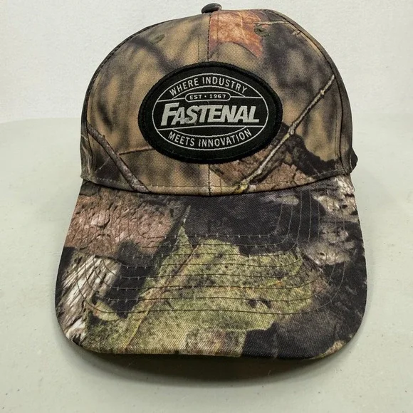 Fastenal‎ Baseball Hat Mens OSFM Camo Brown Green Adjustable Logo Patch Cap