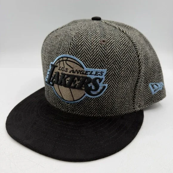New Era 59Fifty Los Angeles Lakers Tweed Hat Cap Sz 7 Fitted Herringbone NBA NWT